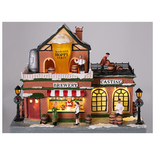 Christmas beer pub with lights and movement 30x35x30 cm 2