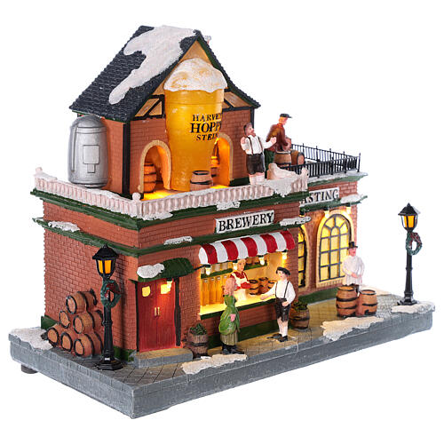 Christmas beer pub with lights and movement 30x35x30 cm 4