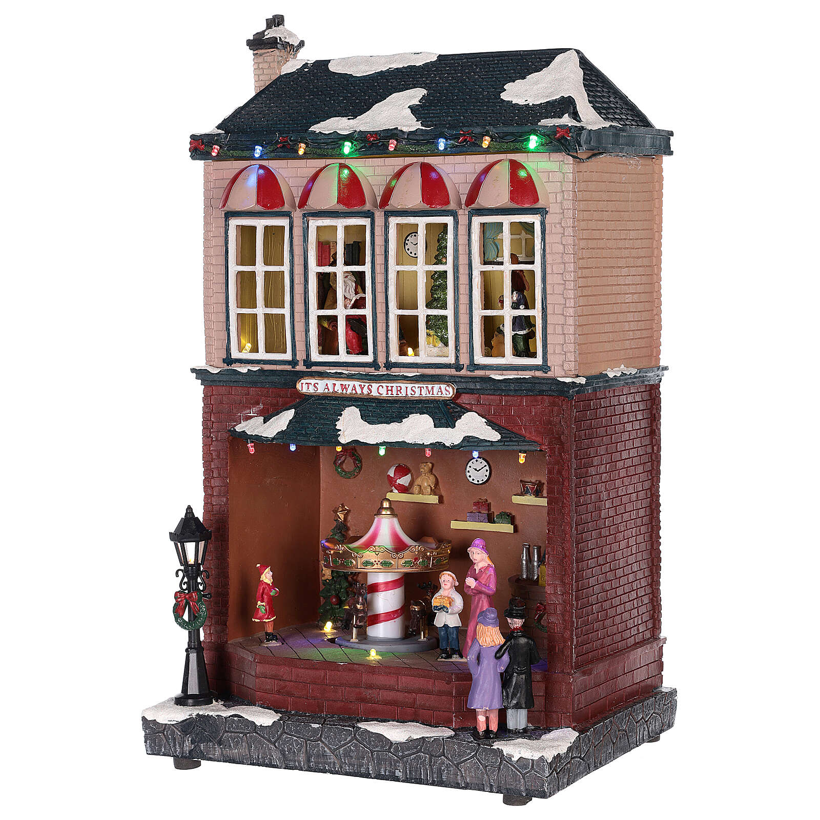 Christmas house with carousel and Santa Claus 45x25x20 cm | online ...