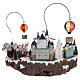 Christmas village with hot air balloons and ice rink 30x65x40 cm s5