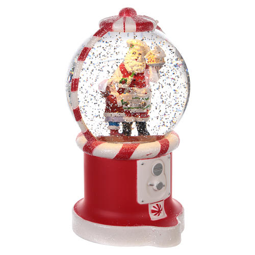 Boule à neige distributeur de bonbons avec Père Noël 20x10 cm 3
