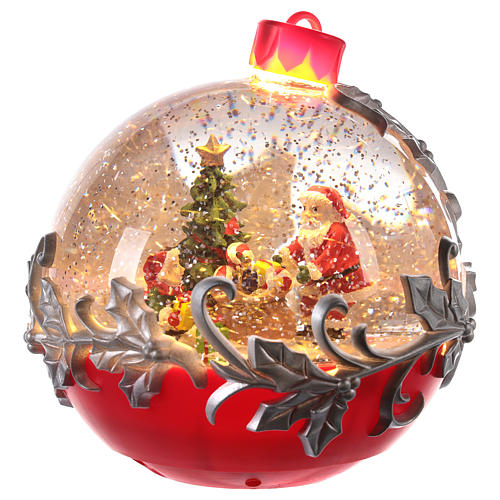 Kula szklana ze Świętym Mikołajem na saniach 15x15 cm 1
