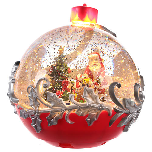 Kula szklana ze Świętym Mikołajem na saniach 15x15 cm 3