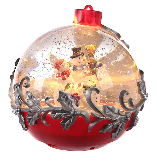 Christmas ball globe with snowman on sleigh 15x15 cm 3