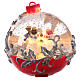 Christmas ball globe with snowman on sleigh 15x15 cm s4