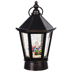 Glass lantern with Santa Claus 25x10 cm