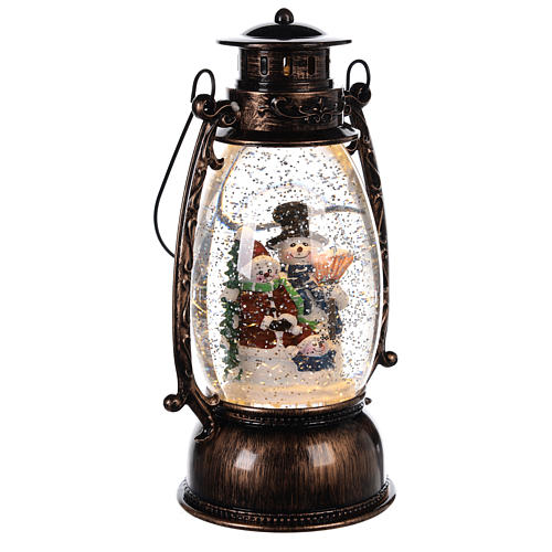 Snowball with family of puppets inside a 25x10 cm lantern 3