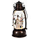Palla di vetro forma di lanterna con pupazzi di neve 25x10 cm s2