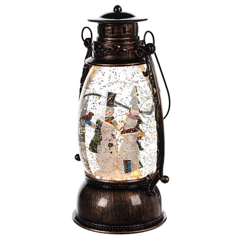Kula szklana w kształcie latarenki z bałwankami 25x10 cm 2