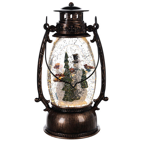 Kula szklana w kształcie latarenki z bałwankami 25x10 cm 4