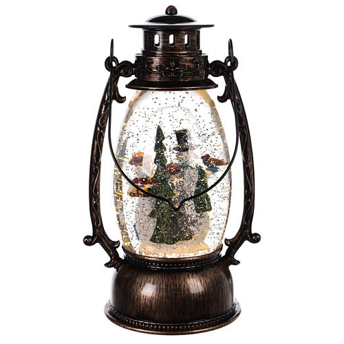 Snow globe lantern shape with snowman 25x10 cm 4