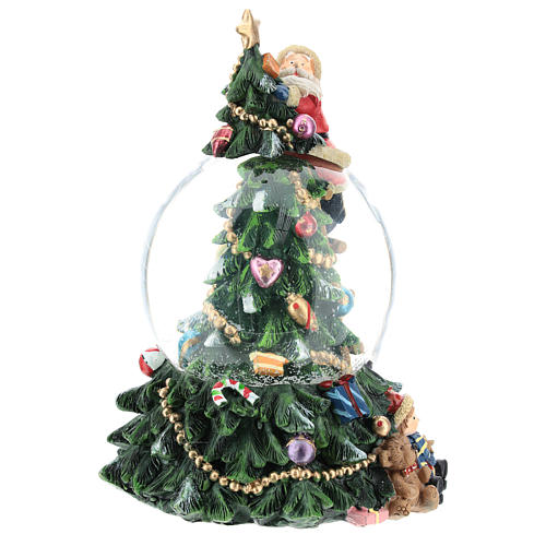 Palla di neve con Babbo Natale e albero di natale h 20 cm 4