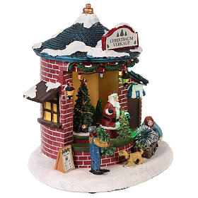 Cenário Natalino em miniatura com Pai Natal e loja de árvores de Natal 20x20x20 cm s4