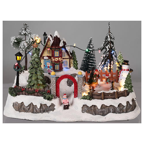 Christmas village with movement and lights 20x30x20 cm 2