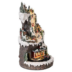 Cenário Natalino em miniatura luzes e trem em movimento 30x20x20 cm s4