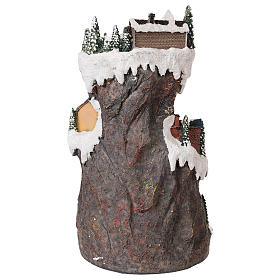 Christmas ski village 30x20x20 cm with lights and moving train s5