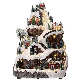 Christmas mountain village with lights and music 45x30x30 cm s1