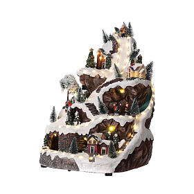 Christmas mountain village with lights and music 45x30x30 cm s3