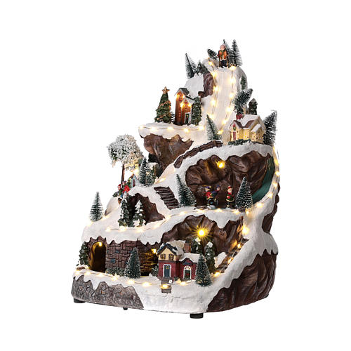 Christmas mountain village with lights and music 45x30x30 cm 3