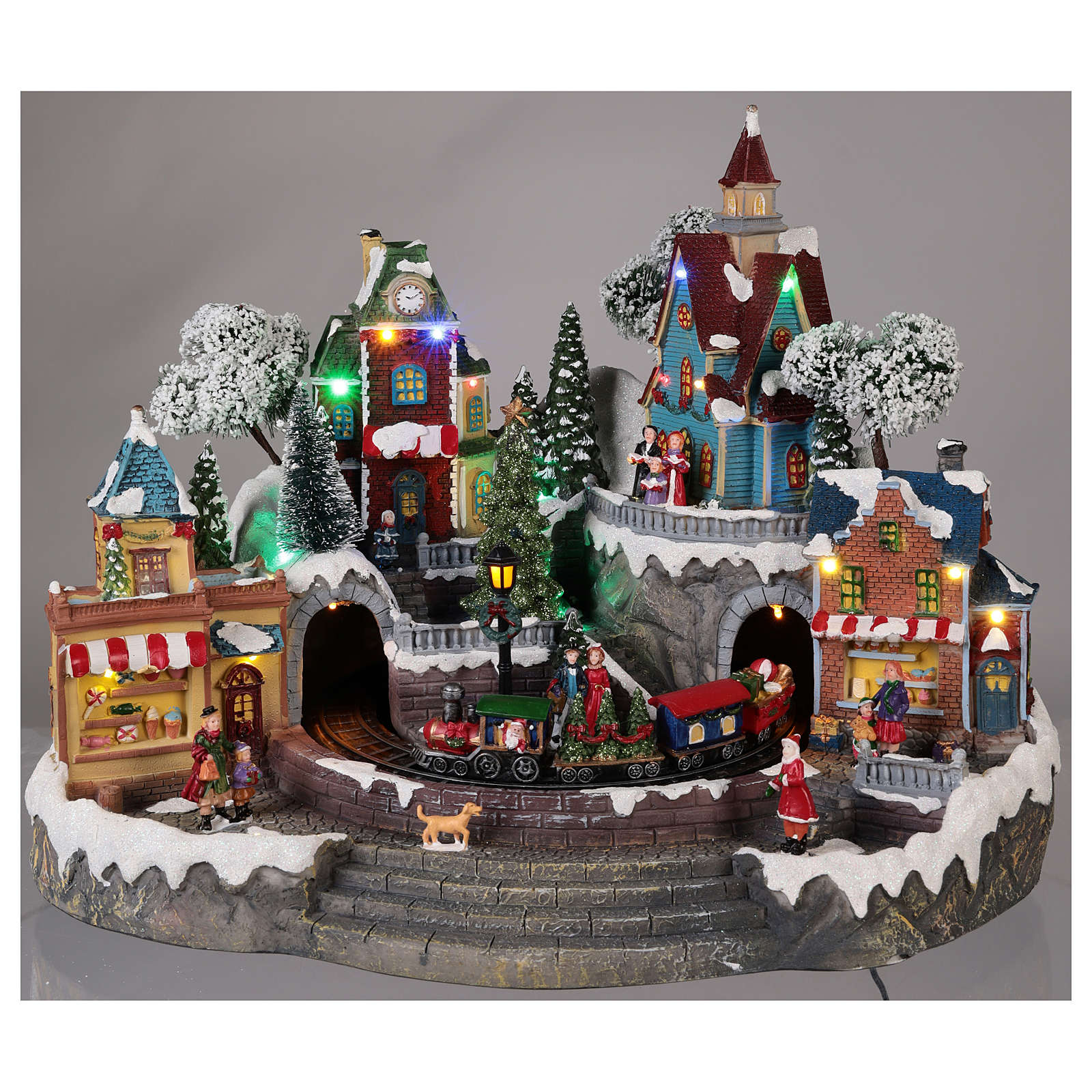 Animated Christmas village with train 35x45x35 cm | online sales on HOLYART.com