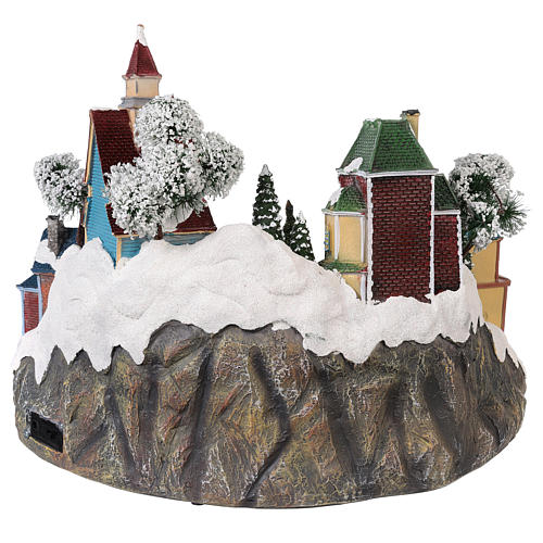 Animated Christmas village with train 35x45x35 cm 5
