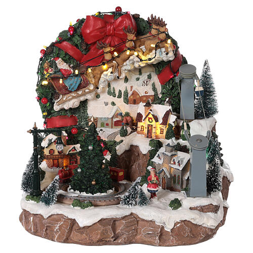 Christmas village Santa's sleigh cableway mouvement lights and music 30x30x30 cm 1