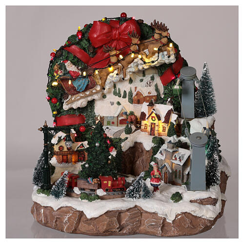 Christmas village Santa's sleigh cableway mouvement lights and music 30x30x30 cm 2
