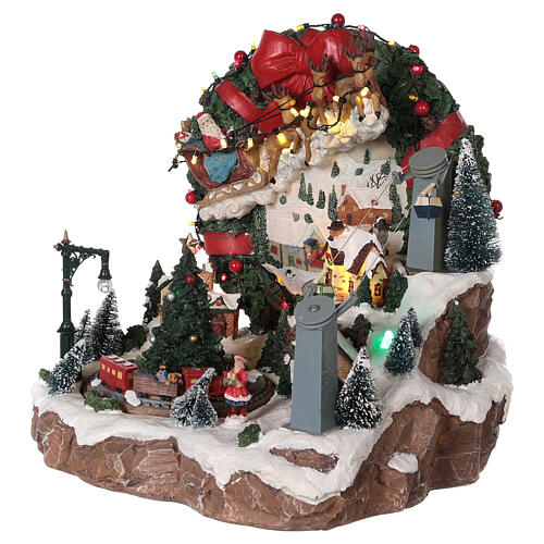 Christmas village Santa's sleigh cableway mouvement lights and music 30x30x30 cm 3