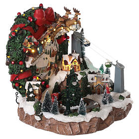 Christmas village reindeer sleigh cableway movement lights music 30x30x30 cm s4