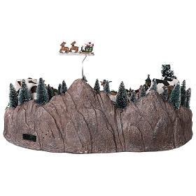 Winter village in resin iced lake movement lights 35x65x40 cm s5