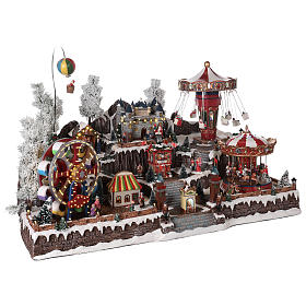 Cenário Natalino em miniatura com castelo e brinquedos em movimento luzes 55x85x55 cm s4