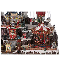 Cenário Natalino em miniatura com castelo e brinquedos em movimento luzes 55x85x55 cm s6