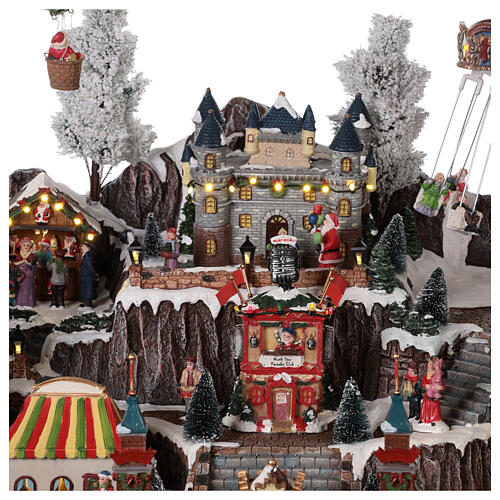 Cenário Natalino em miniatura com castelo e brinquedos em movimento luzes 55x85x55 cm 5