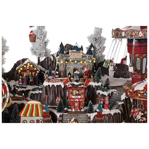 Winter amusement park village with carousel castle motion lights 55x85x55 cm 5