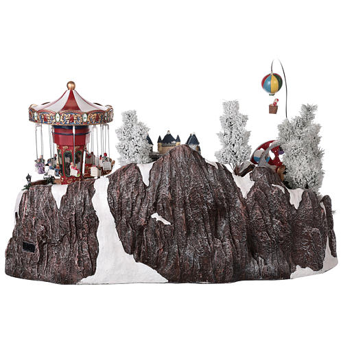Winter amusement park village with carousel castle motion lights 55x85x55 cm 9