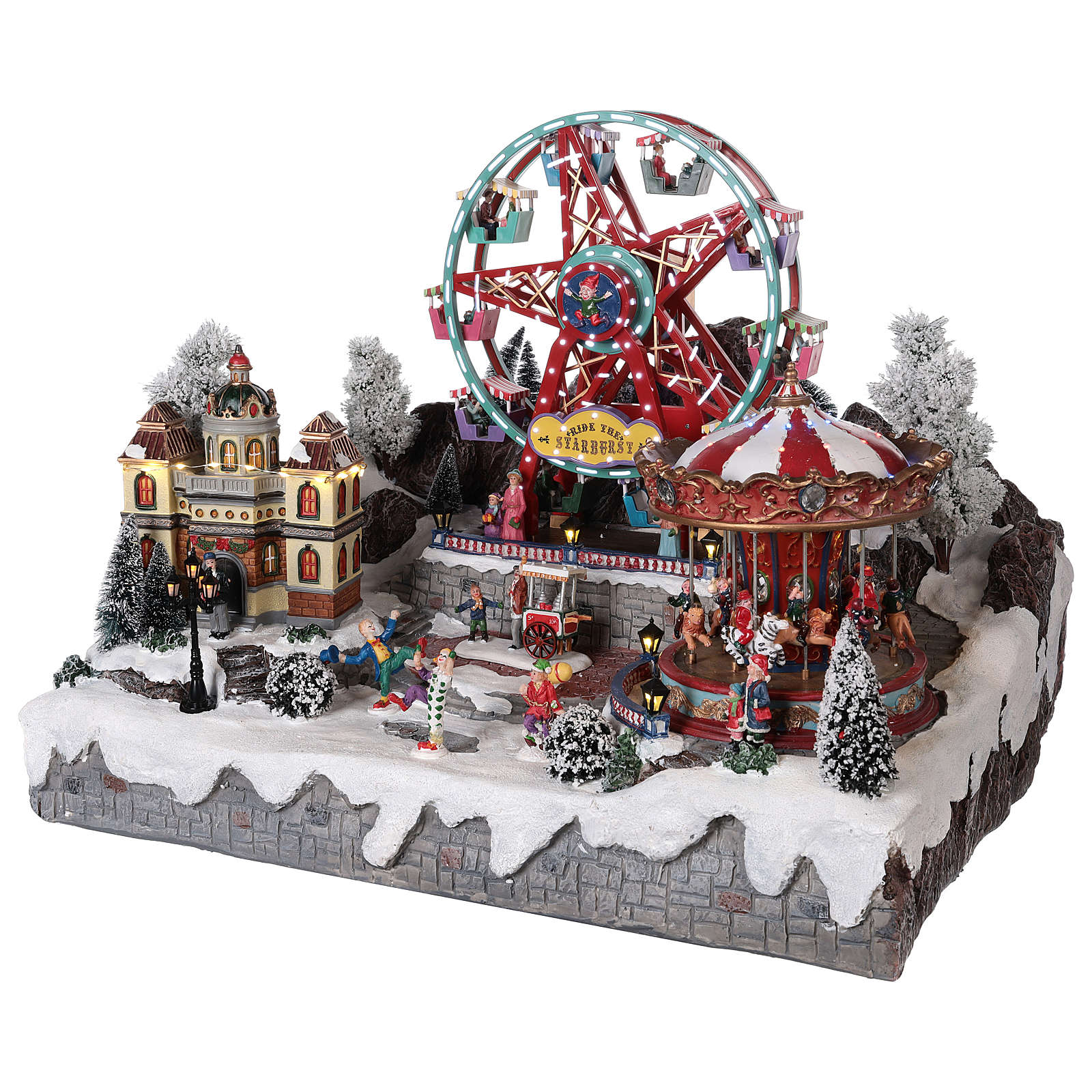 Winter village ferris wheel carousel motion lights 50x50x45 | online ...