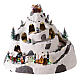 Mountain Christmas village with skiers moving 30x30x25 cm s1