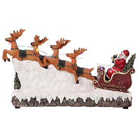Christmas village Santa's reindeer sleigh with light music 25x40x10 cm s5