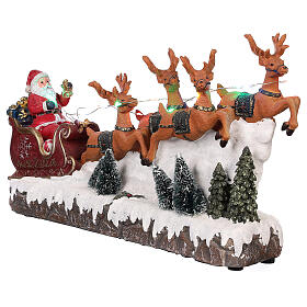 Christmas village Santa's reindeer sleigh with light music | online