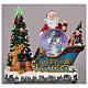 Traîneau Père Noël boule à neige mouvement lumières musique 25x30x20 cm s2
