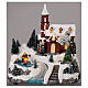 Christmas village church with moving elements, lights and music 30x25x20 cm s2