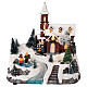 Animated Christmas village with church movement lights music 30x25x20 cm s1