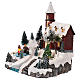 Animated Christmas village with church movement lights music 30x25x20 cm s3