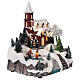 Animated Christmas village with church movement lights music 30x25x20 cm s4