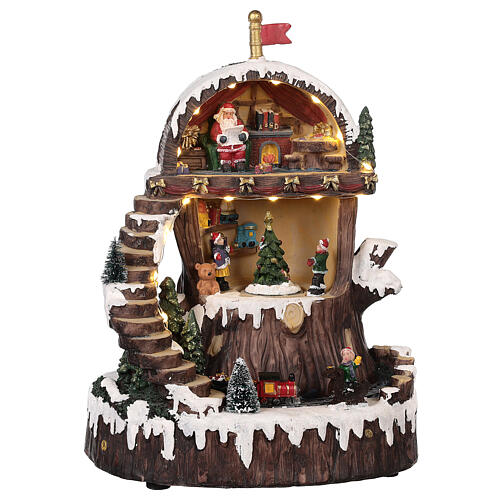 Christmas village Santa's Home with moving elements, lights and music 30x25x20 cm 1