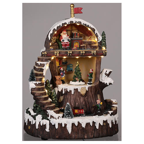 Christmas village Santa's Home with moving elements, lights and music 30x25x20 cm 2