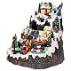 Christmas village, snowed mountain and carousel with movements, lights and music 30x25x15 cm s3