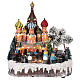 Villaggio natalizio Mosca movimento luce musica 30x25x30 cm s1