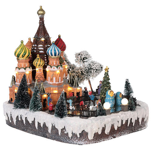 Cenário de Natal Moscovo movimento luzes música 30x25x30 cm 4