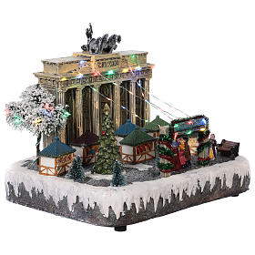 Christmas village Berlin with moving elements, lights and music 25x20x25 cm s4